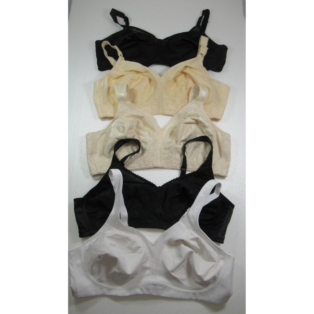 5 Playtex Bras Lot Bundle 42C Black Beige White Wireless 4699 0020 4697 4693